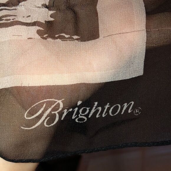 Brighton “Black, White & Always Right” Scarf 100% Silk Floral Sheer Multi-Way - Picture 4 of 8
